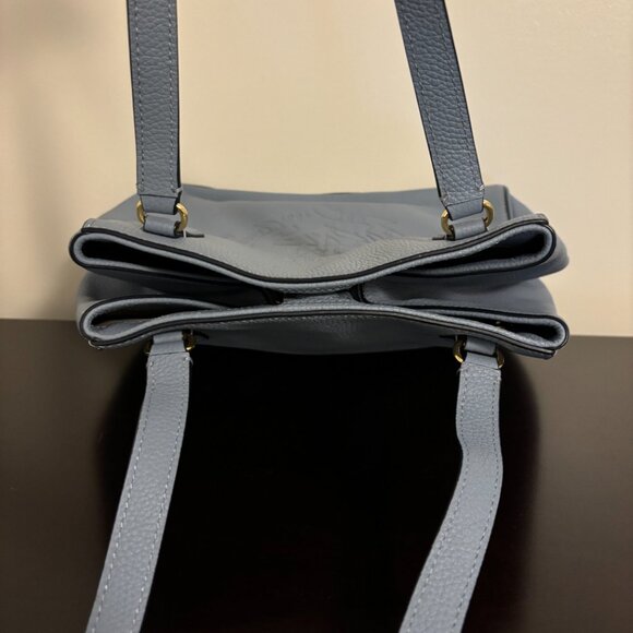 Lauren Ralph Lauren Blue Leather Embossed Logo and Anchor Tote - Picture 7 of 11